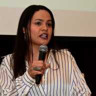 Yanery Cruz delivers remarks in observance of Transgender Day of Visibility in March of 2025.