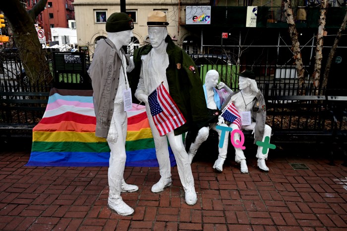 More Rainbow and Trans Flags, along with clothing worn by National Park Service employees.