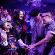 Kelly Marie Tran, Lily Gladstone, Han Gi-Chan, and Bowen Yang in "The Wedding Banquet."