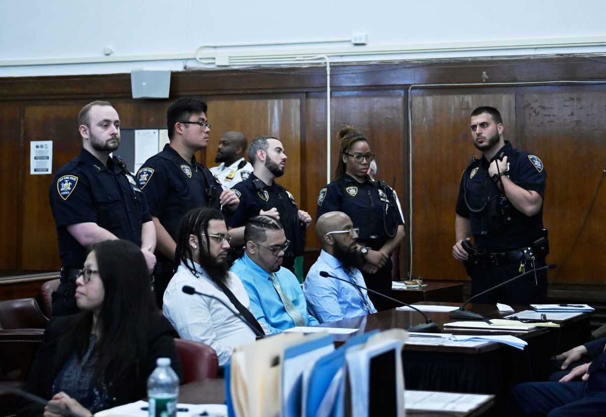 Robert DeMaio, Jacob Barroso, and Jayqwan Hamilton at their sentencing on May 21.