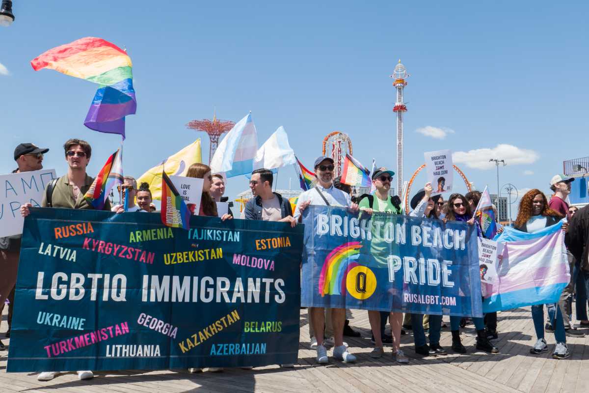 The lead banner of the 2025 Brighton Beach Pride March in Brooklyn.