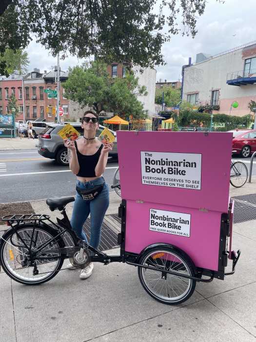 K. Kerimian with the original book bike.