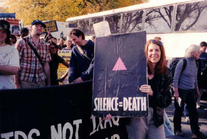 Nanette Kazaoka at an ACT UP demonstration.