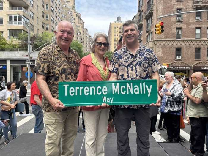 Terrence McNally's brother Peter McNally, Peter's wife Vicki McNally, and their son Patrick McNally — Terrence's sole nephew.