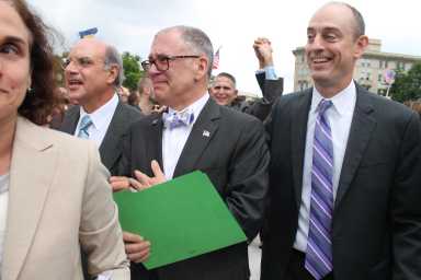 James Obergefell outside the Supreme Court on the morning of June 26, 2015 with attorney Al Gerhardstein.