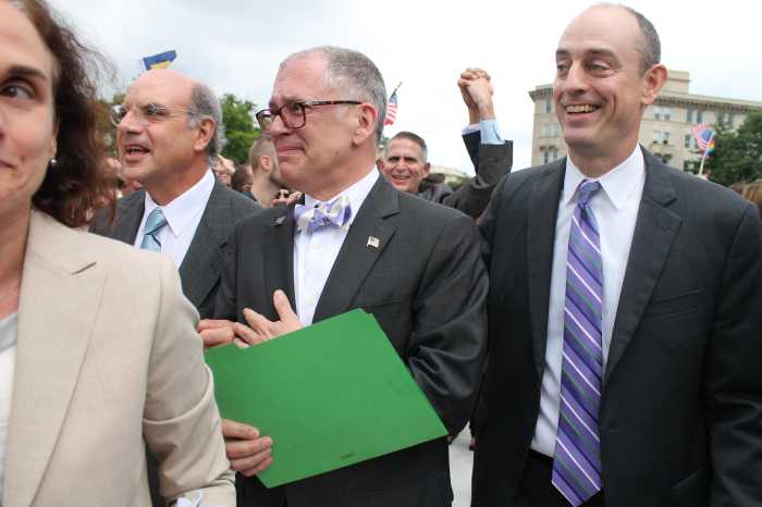 James Obergefell outside the Supreme Court on the morning of June 26, 2015 with attorney Al Gerhardstein.