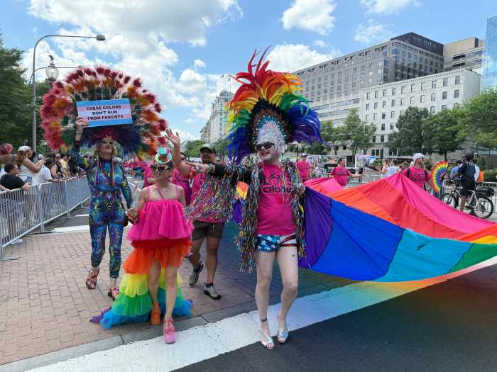 Rainbows — including the colors of the Trans Flag — burst through DC for WorldPride.