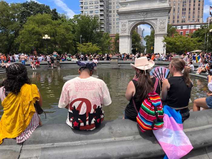 Enjoying Pride Sunday at Washington Square Park.