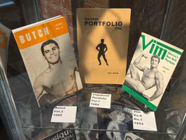 "MENERGY: Gay Male Magazines of the 1940s-1980s" is on exhibit at the Jefferson Market Library, 425 Sixth Avenue in Manhattan, through July 31.