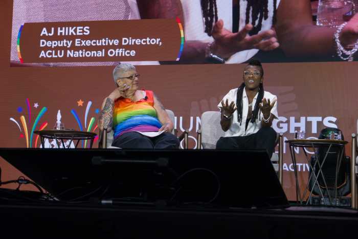 Cathy Marino-Thomas chats with AJ Hikes of the American Civil Liberties Union.