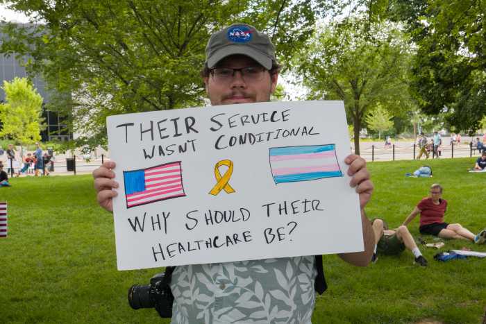 Standing up for trans service members at a time when the Trump administration has restricted gender-affirming care and moved to reimplement a ban on trans troops.