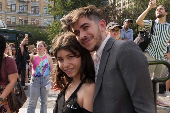 Mia, left, appeared with Strangio in the documentary "Heightened Scrutiny."