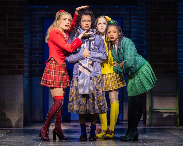 McKenzie Kurtz (Heather Chandler), Lorna Courtney (Veronica Sawyer), Elizabeth Teeter (Heather McNamara), and Olivia Hardy (Heather Duke) in "Heathers The Musical."