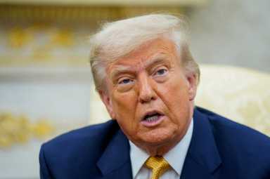 President Donald Trump speaks in the Oval Office at the White House in Washington, D.C., U.S., July 16, 2025.
