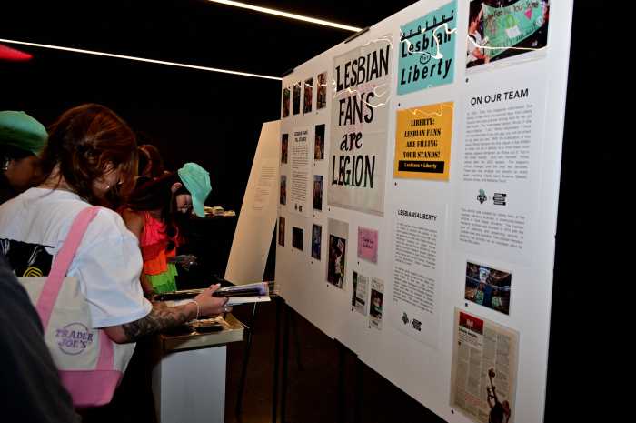 An information board details the role of lesbians in Liberty history.