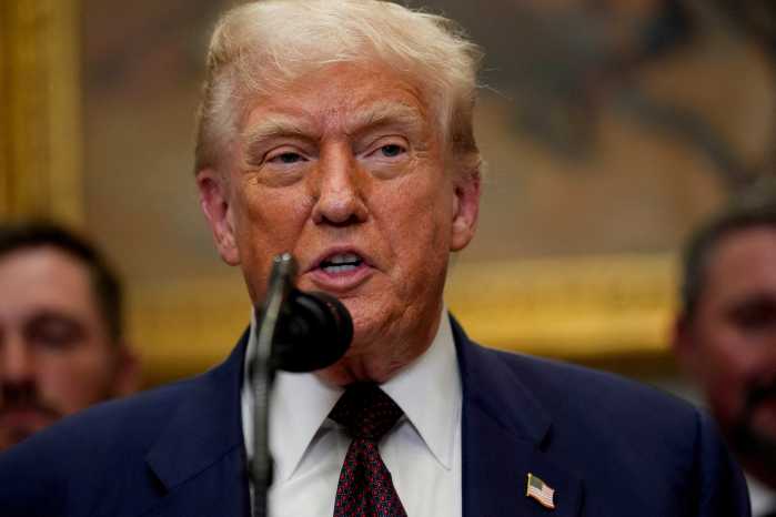 U.S. President Donald Trump delivers remarks in the Roosevelt Room at the White House in Washington, DC, US, July 31, 2025.