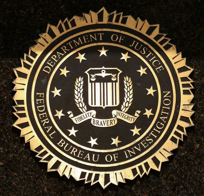 The Federal Bureau of Investigation seal on the J. Edgar Hoover Building in Washington, D.C., U.S., May 16, 2025.