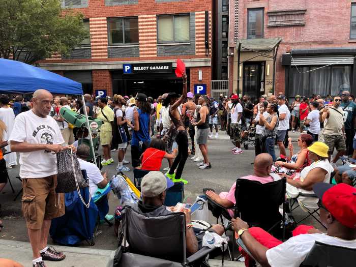 Enjoying the Sunday afternoon block party.