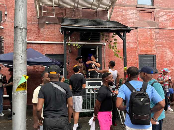 Outside of 4West during NYC Black Pride's Sunday Funday finale party.