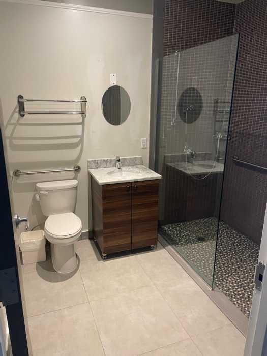 A bathroom at Ace's Place, which had a soft opening in July.