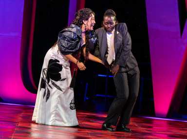 Sandra Oh & Lupita Nyong'o in Shakespeare in the Park's "Twelfth Night."