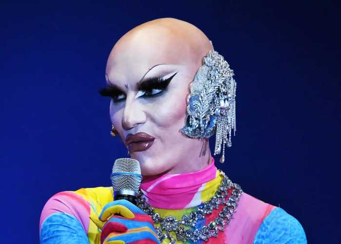 Sasha Velour celebrates her new book, “The Big Reveal: An Illustrated Manifesto of Drag,” at the New York Public Library in 2023.