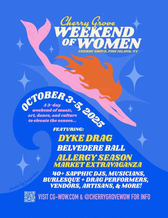 A flyer promoting the Cherry Grove Weekend of Women.