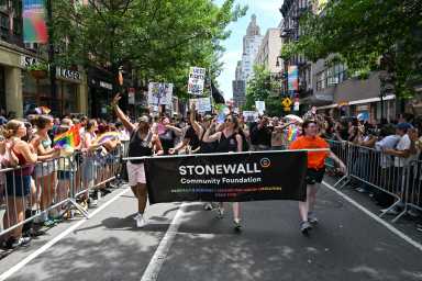 The Stonewall Community Foundation, seen here at the NYC Pride March in 2025, is stepping up to fund more than a dozen LGBTQ organizations as part of its Reclaiming Our Power initiative.