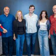 (L to R) Pamela Shaw, Alan Ceppos, Audrey Heffernan Meyer, Brian Mason, Molly Chiffer, and Jordan Lage in "The Art of Leaving."