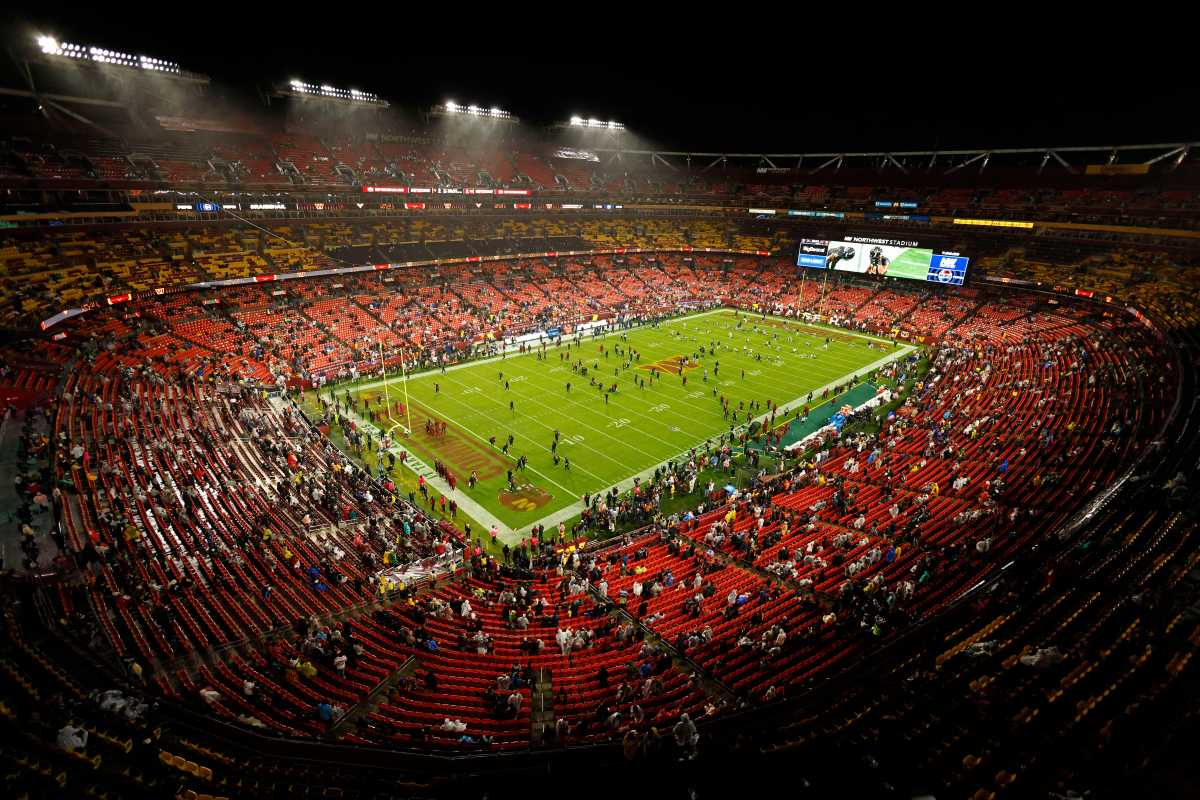 Oct 13, 2025; Landover, Maryland, USA; A general overview of the Northwest Stadium before a game between the Chicago Bears and the Washington Commanders.