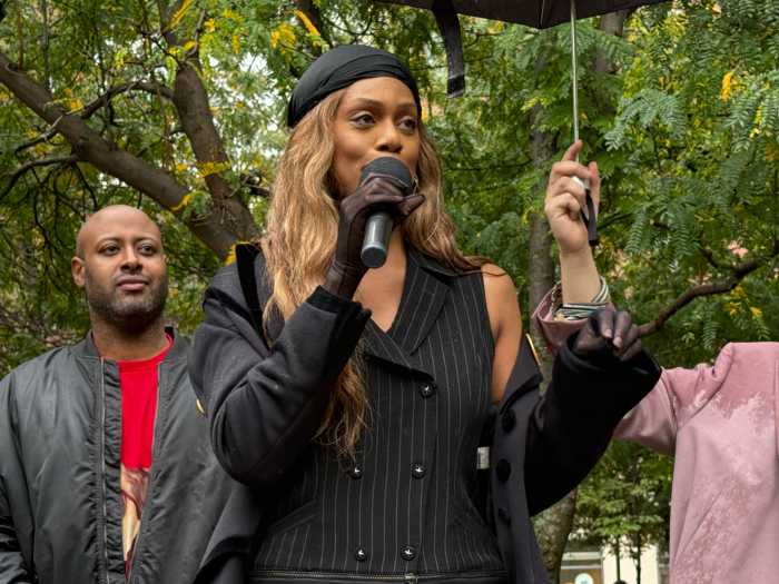 Actress Laverne Cox joins the rally.