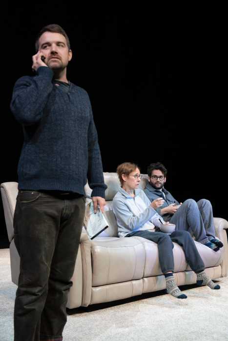 Micah Stock, Laurie Metcalf, and John Drea in "Little Bear Ridge Road."