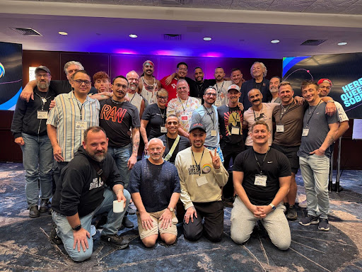 First row, second from right: Here Queer Sober co-founder and roundup chair Logan Slaughter.