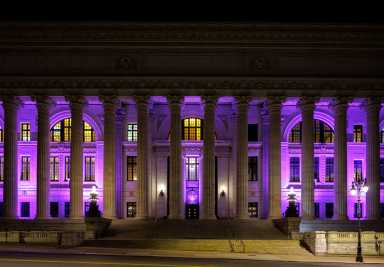 The State Education Building lit up in commemoration of Transgender Day of Remembrance.