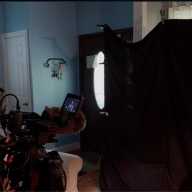 Filmmaker Charlie Spickler (left) on the set of "Outcast Nation."