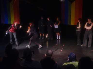 On stage during the after-school program known as Staging Pride.