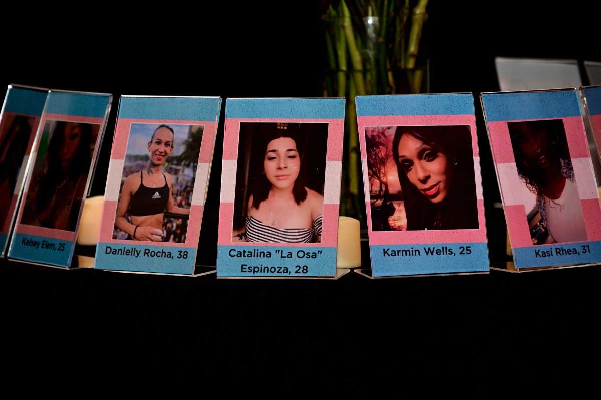 A memorial on display at the LGBT Community Center on Transgender Day of Remembrance.