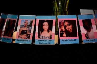 A memorial on display at the LGBT Community Center on Transgender Day of Remembrance.