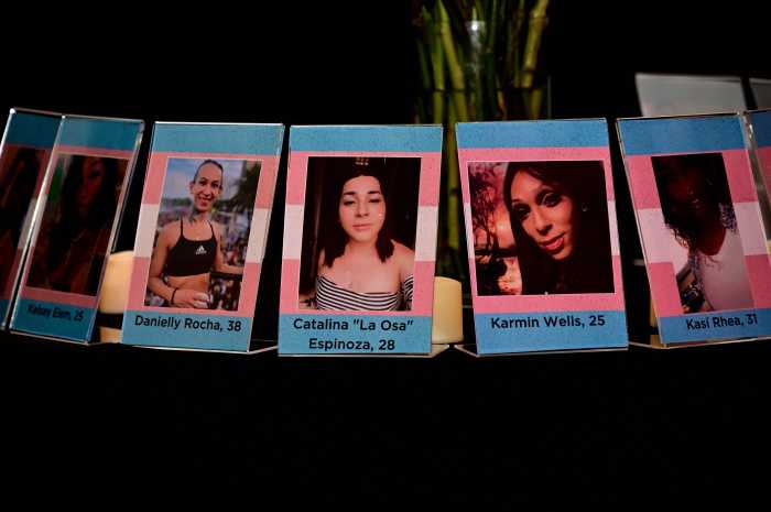 A memorial on display at the LGBT Community Center on Transgender Day of Remembrance.