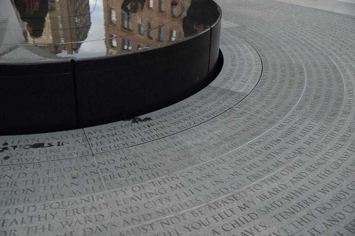The fountain at the New York City AIDS Memorial.