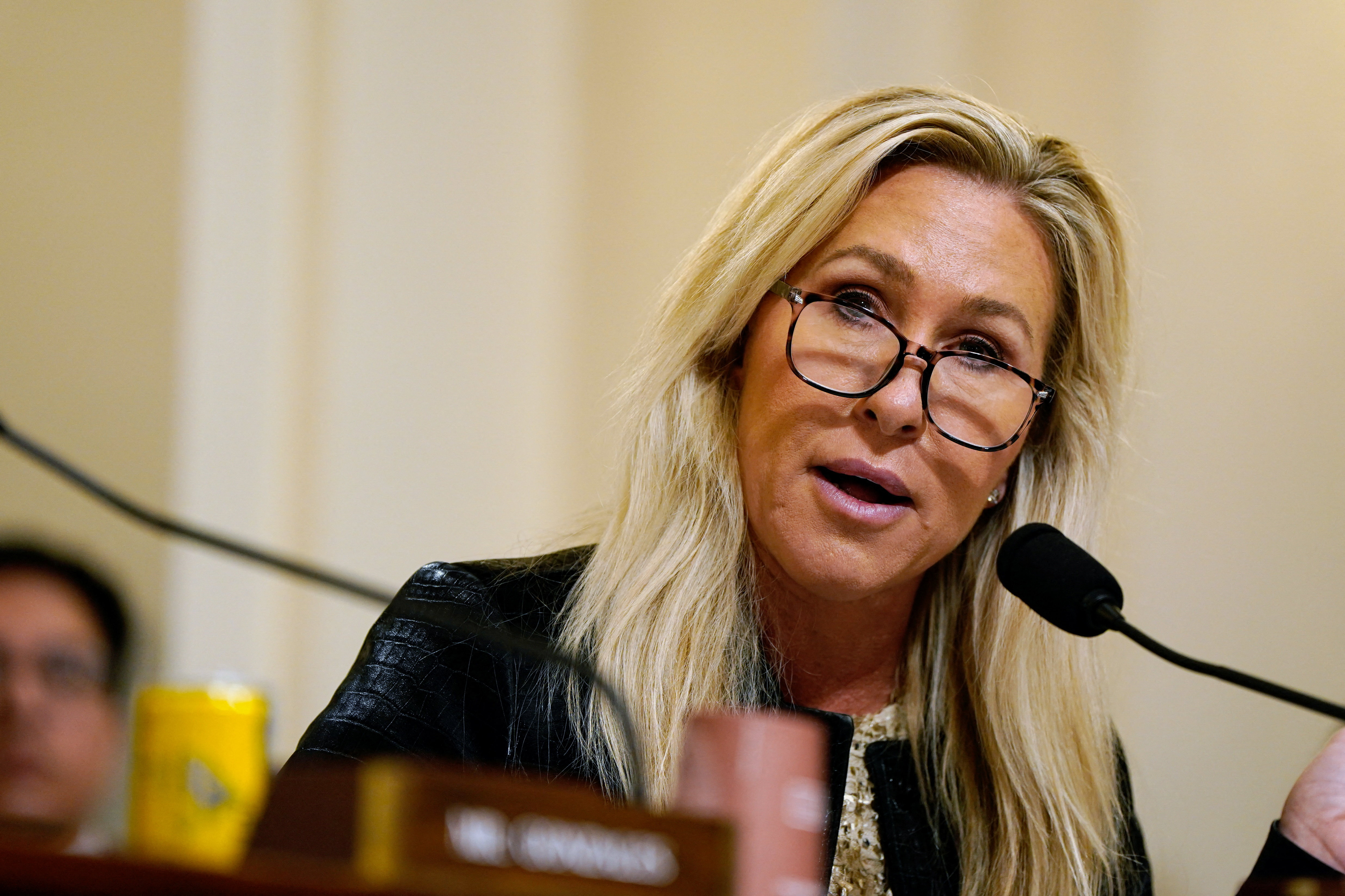 U.S. Rep. Marjorie Taylor Greene (R-GA) speaks during a House Homeland Security hearing on Capitol Hill in Washington, D.C., U.S. December 11, 2025.