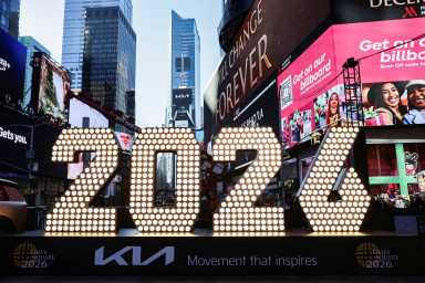 The numerals ‘2026’ arrive for the Times Square New Year’s Eve celebrations in New York City, U.S., December 18, 2025.