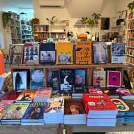 Books on display at Hive Mind Books, a queer-focused bookstore in Brooklyn.