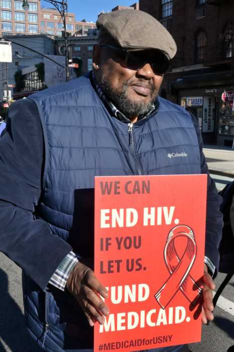Joe Pressley, vice president of public policy and government relations at Amida Care, participates in the march.