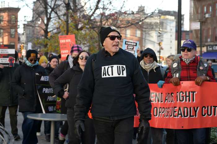 Activist Eric Sawyer speaks out during the march.