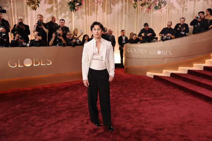 Hudson Williams poses on the red carpet at the 83rd Annual Golden Globes in Beverly Hills, California, U.S., January 11, 2026.