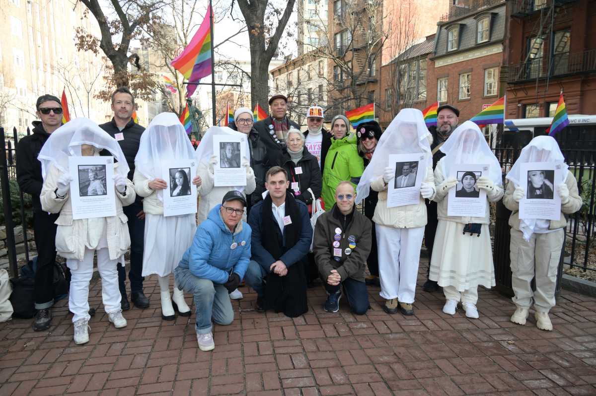Members of Gays Against Guns (GAG) publicly launch the group's 10th Anniversary year at the Stonewall National Monument on Jan. 22.