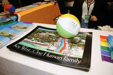 A promotion for Key West, Florida, at the 2026 New York Travel and Adventure Show.