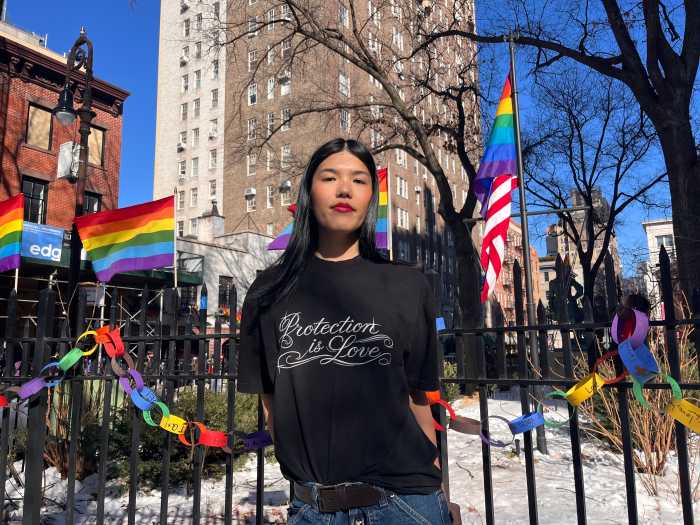 Keishan, a trans immigrant from Japan, during a visit to the Stonewall National Monument on Feb. 13.