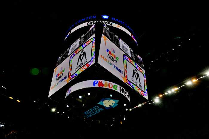 The video board ahead of the halftime show.